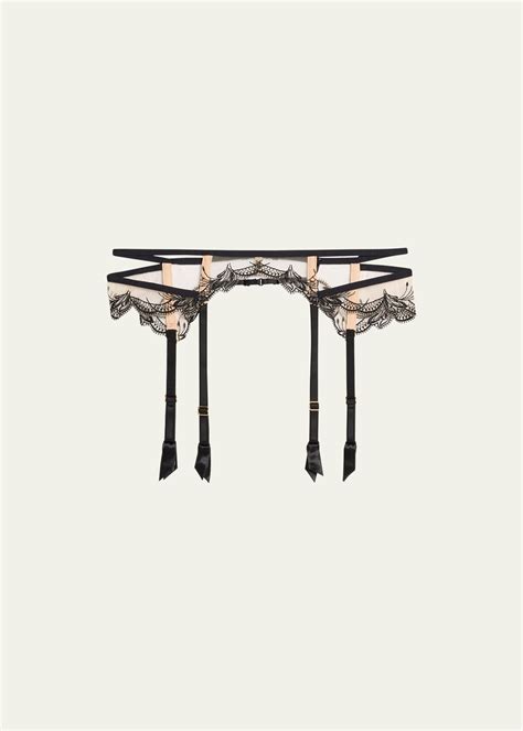 Lise Charmel Embroidered Scalloped Tulle Suspender Belt Ns Nude Sexy