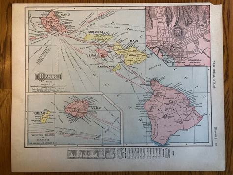 1911 Hawaii Map Rand Mcnally New Ideal State And County Etsy