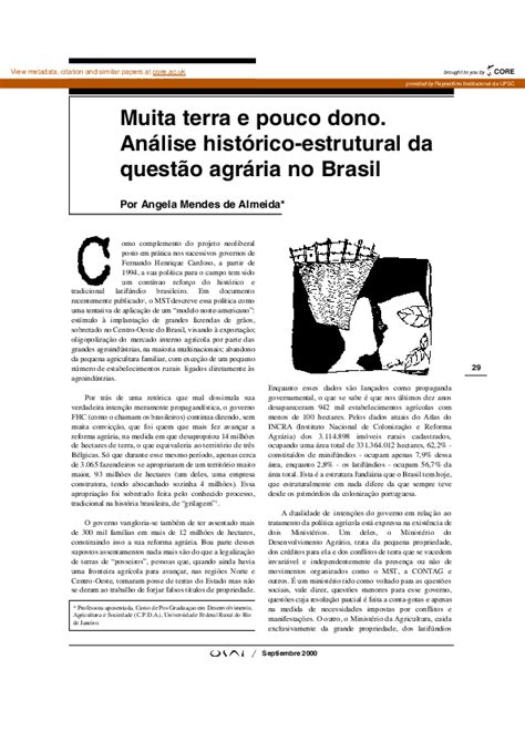 Pdf Muita Terra E Pouco Dono Análise Histórico Estrutural Da Questão