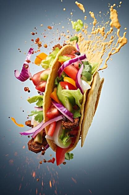 Premium Ai Image Colorful Taco With Fresh Vegetables And Sauce