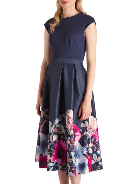 Ted Baker Valquir Poppy Print Full Dress In Blue Lyst