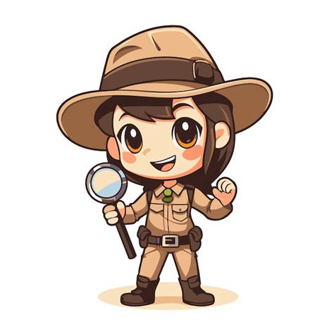 Una Chica Detective Linda Con Una Lupa Ilustraci N Vectorial Vector