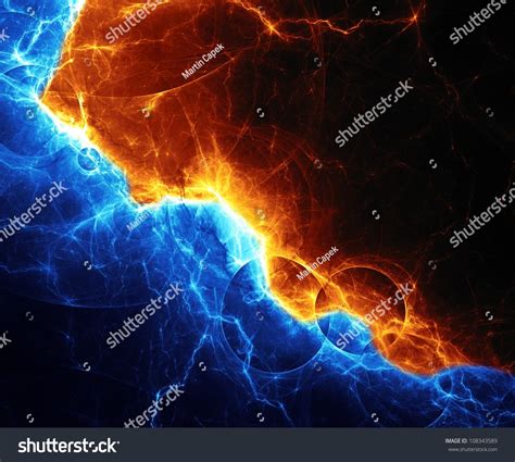 Fire Ice Abstract Fractal Lightning Stock Illustration 108343589