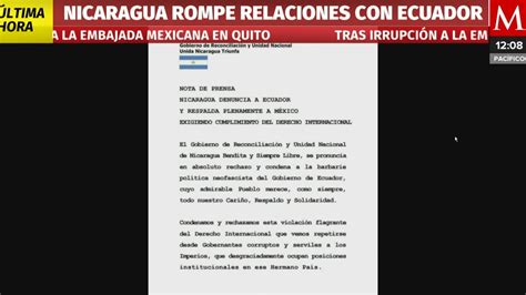 Nicaragua Rompe Relaciones Diplom Ticas Con Ecuador Grupo Milenio