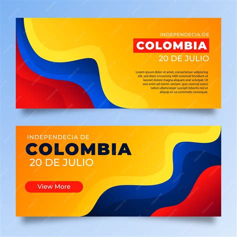 Free Vector | Gradient 20 de julio horizontal banners set with