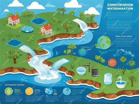Premium Photo | A water conservation infographic with a waterfall and a