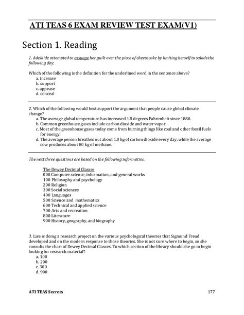 ATI TEAS 6 EXAM REVIEW TEST V1 Pdf Browsegrades