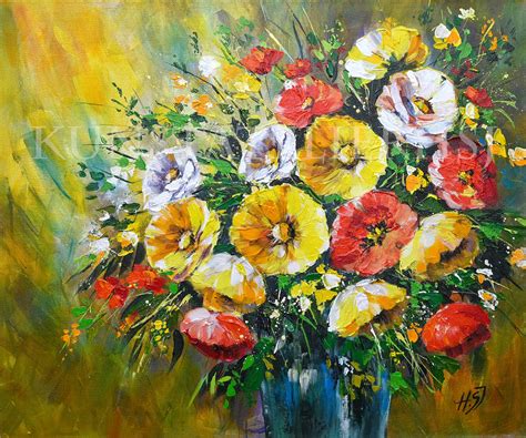 Kunst Malerei Gem Lde Acrylbild Blumen Leinwand Etsy De