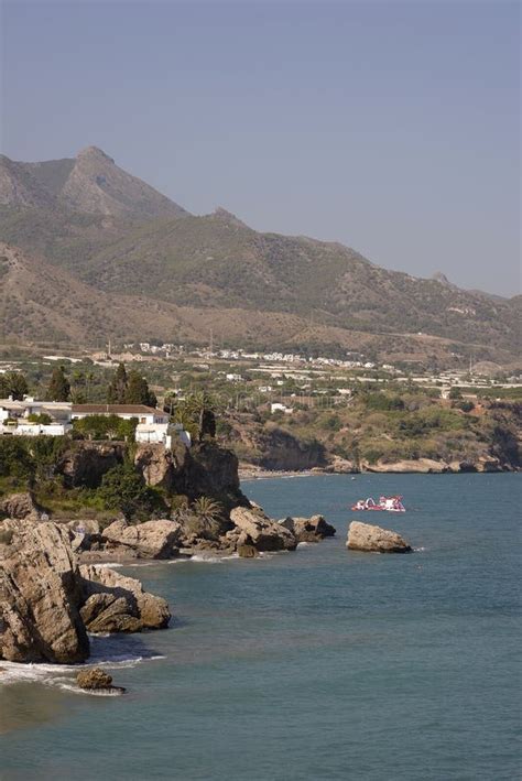 Beaches and Views of Nerja from the Balcony of Europe Stock Image ...