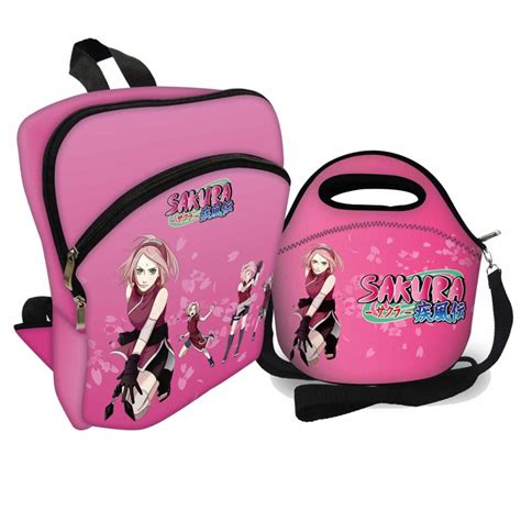 Kit Mochila Plus Lancheira Isoprene Naruto Sakura Shippudden