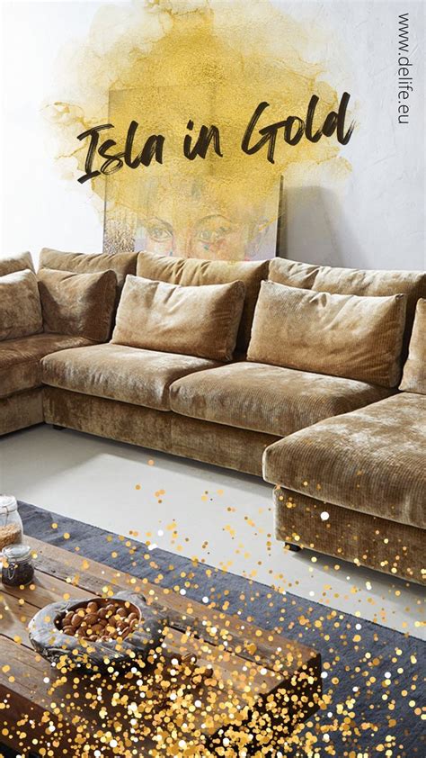 Wohnlandschaft In Zartschimmerndem Goldton Chenille Gold Furniture