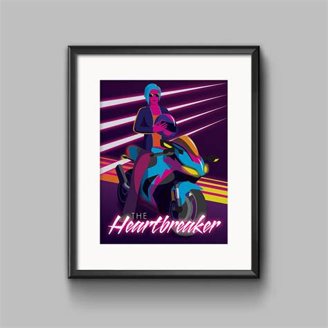 The Heartbreaker Art Print Synthwave Vaporwave Retrowave Outrun 80s