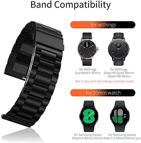 Hiseus Bracelet Compatible With Withings ScanWatch 42 Mm Metal