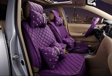 Maimai88 18pc Luxury Purple Seat Covers Imitation Leather