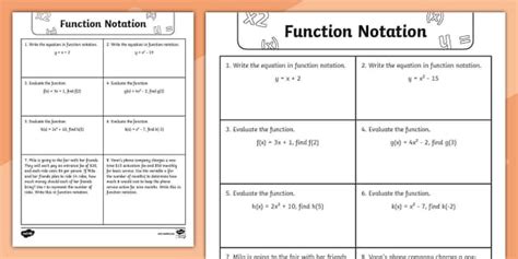 Function Notation Worksheet Resource Twinkl Usa Twinkl