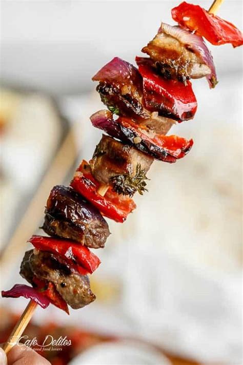 Greek Lamb Souvlaki With A Garlic Yogurt Dip Cafe Delites