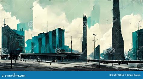 The Urban Landscape In Avant Garde Style Stock Illustration