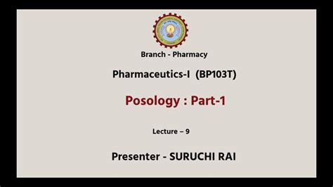 Pharmaceutics I Posology Part Aktu Digital Education Youtube