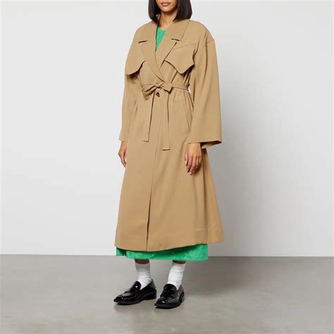 Ganni Belted Twill Trench Coat Xxs Xs Coggles