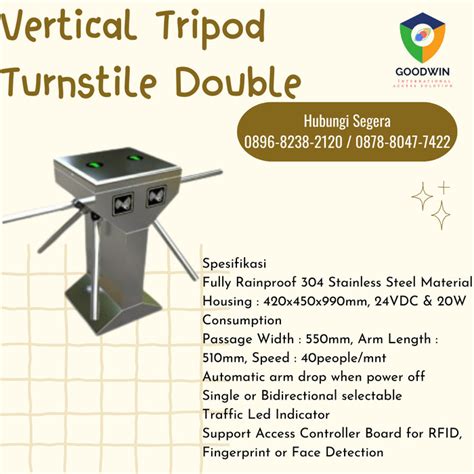 Jual Vertical Tripod Turnstile Double Arm Gate Pedestrian Pintu