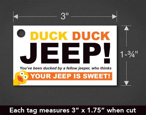 Jeep Wrangler Printable Editable Free Printable Duck Duck Jeep Tags