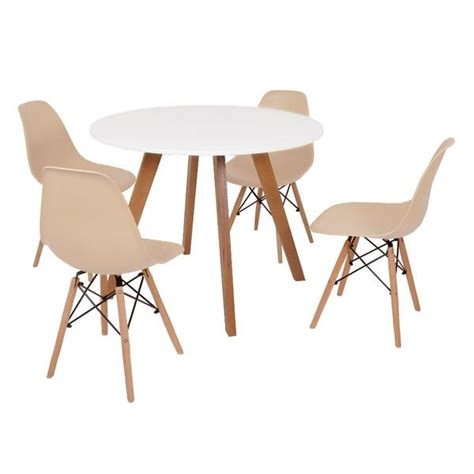 Mesa Inês 100cm Branca 4 Cadeiras Eames Eiffel Nude Leroy Merlin