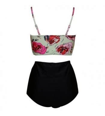 Women S Retro Ruffle Floral Print High Waist 2PCS Bikini Sets Beachwear Swimsuits Flower Up