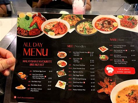 Carta Del Restaurante Jom Kopitiam Perth Perth