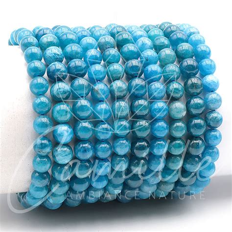 BRACELET BOULE 08MM APATITE BLEUE AA