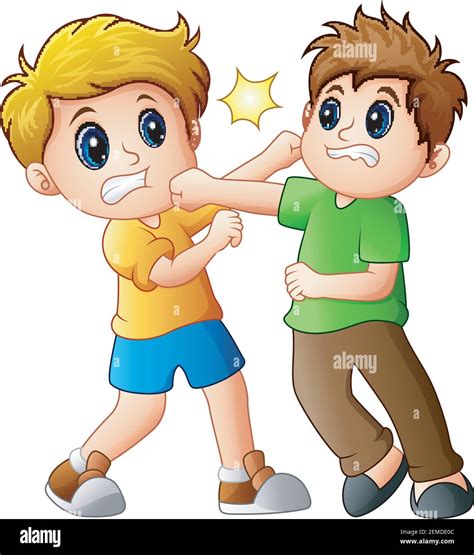 Cartoon illustration two boys fighting hi-res stock photography and ...