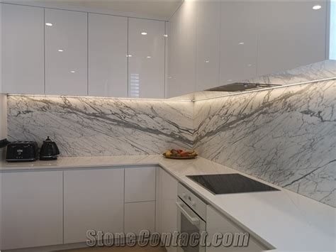 Quartz Kitchen Countertop Statuario Marble Wall From New Zealand