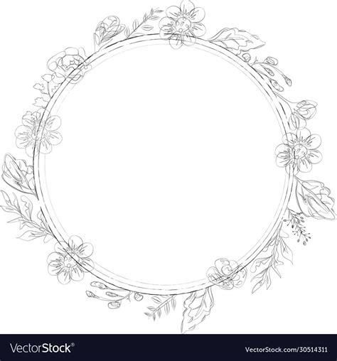 Line art flower frame and border Royalty Free Vector Image