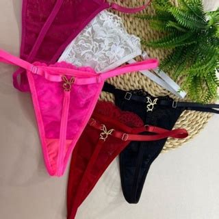 Calcinha Tanga Lingerie Fio Dental Playboy Sexy De Renda Ou Tule