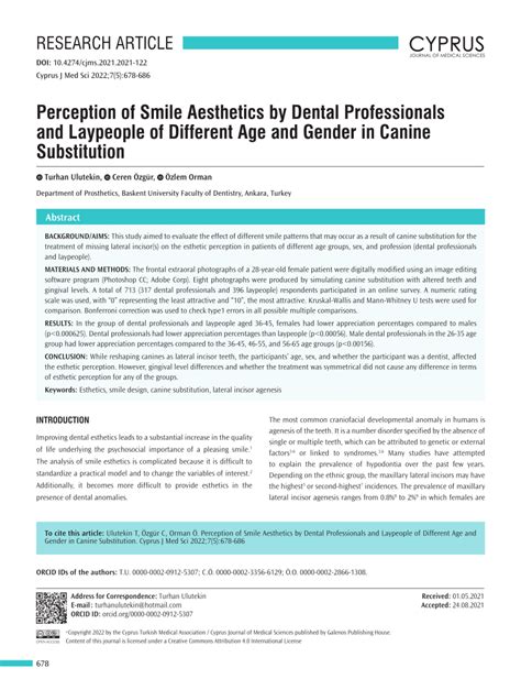 Pdf Perception Of Smile Aesthetics By Dental Professionals And Laypeople Of Different Age And