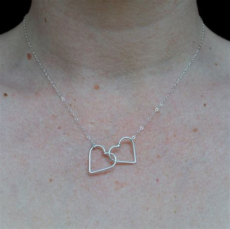 Sterling Silver Entwined Hearts Necklace Valentines Love Etsy