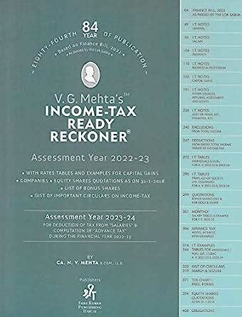 V G Mehta Income Tax Ready Reckoner 2022 Edition AY 2022 2023