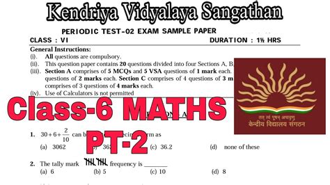 Class 6 Maths Sample PT 2 Exam Question Paper Explained By KV Teacher