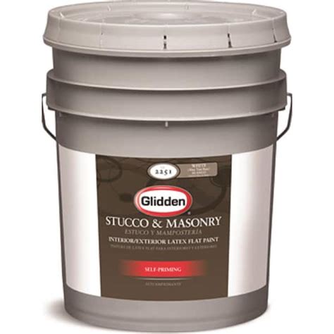 Glidden Stucco And Masonry 5 Gal White Flat Interiorexterior Stucco And