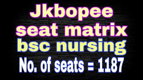 Jkbopee Seat Matrix Bsc Nursing No Of Seats Increased Youtube