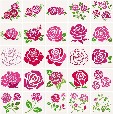 Ootsr Blumen Schablonen Pcs Schablonen Rosen Diy Zeichnung