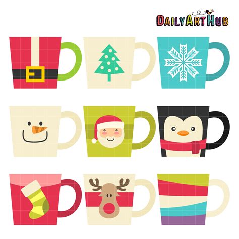 Christmas Coffee Mugs Clip Art Set – Daily Art Hub // Graphics ...