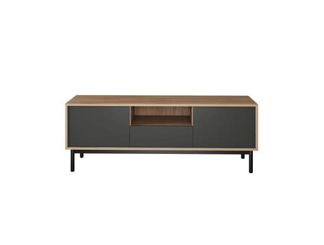 BETH Meuble TV Industriel 2 Portes Et 1 Tiroir 154 Cm Monalia Fr