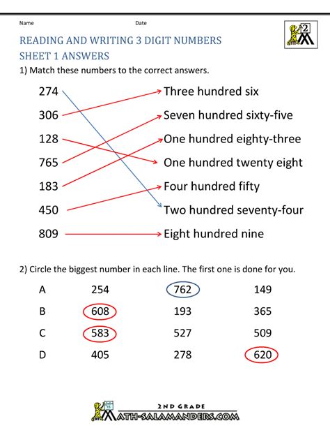 Free Place Value Worksheets Reading And Writing 3 Digit Numbers