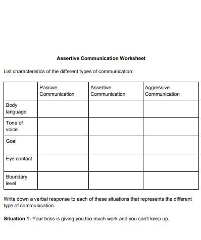 Assertive Communication Worksheets - 10+ Examples, How to Use, PDF