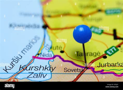 sovetsk pinned map russia stock photo alamy