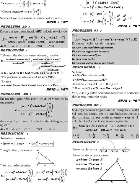 TRIGONOMETRÍA PROBLEMAS RESUELTOS DE NIVEL UNI DE EXAMEN DE ADMISIÓN A