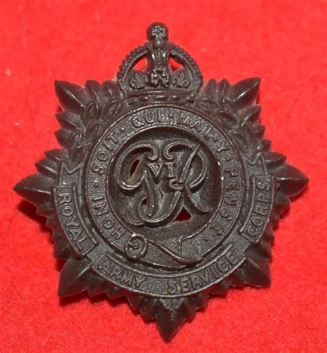 British Army Royal Army Service Corps Genuine Ww Plastic Cap Badge