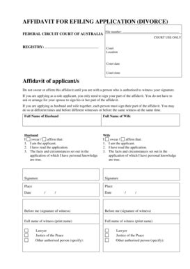 Affidavit For Efiling Application Divorce Fill And Sign