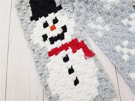 C2c Crochet Snowman Scarf Pattern Digital Download Crochet Etsy