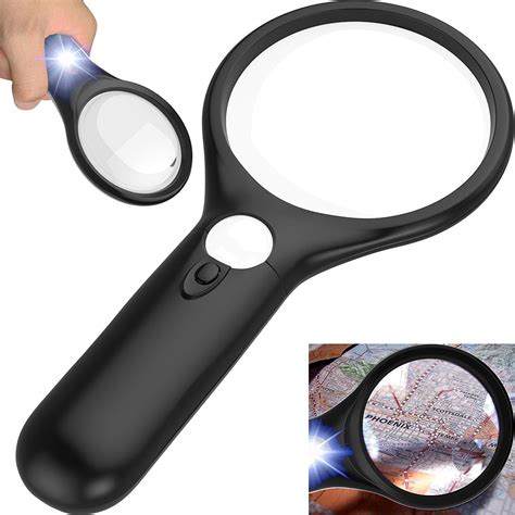 Magnified Professional Magnifying Glass [3x 10x 45x W/ 3 Led Lights ...